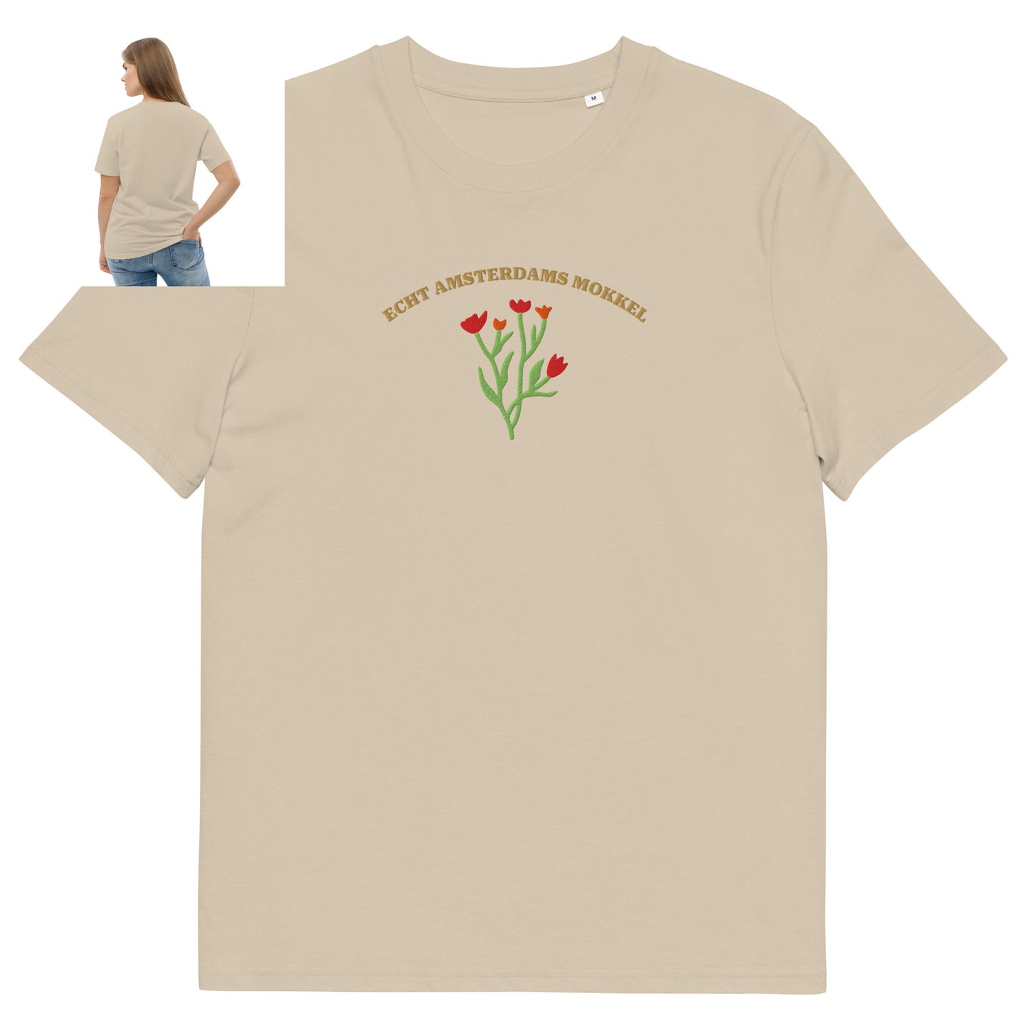 ECHT AMSTERDAMS MOKKEL T-SHIRT BEIGE VROUW